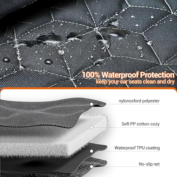 Bench Dog Car Seat Covers for SUV, Waterproof Dog Seat Cover for Back Sea, Dog Seat Cover Protector for Suvs,Cars,Trucks, Heavy Duty Non-Slip Split Bench, Pet & Kid Proof (52" W)