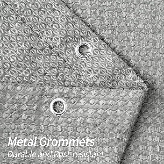 MitoVilla Grey Waffle Stall Shower Curtain, 36 x 72, Farmhouse Half Size, Fabric Narrow, 36 inch Waffle Weighted Set, Gray