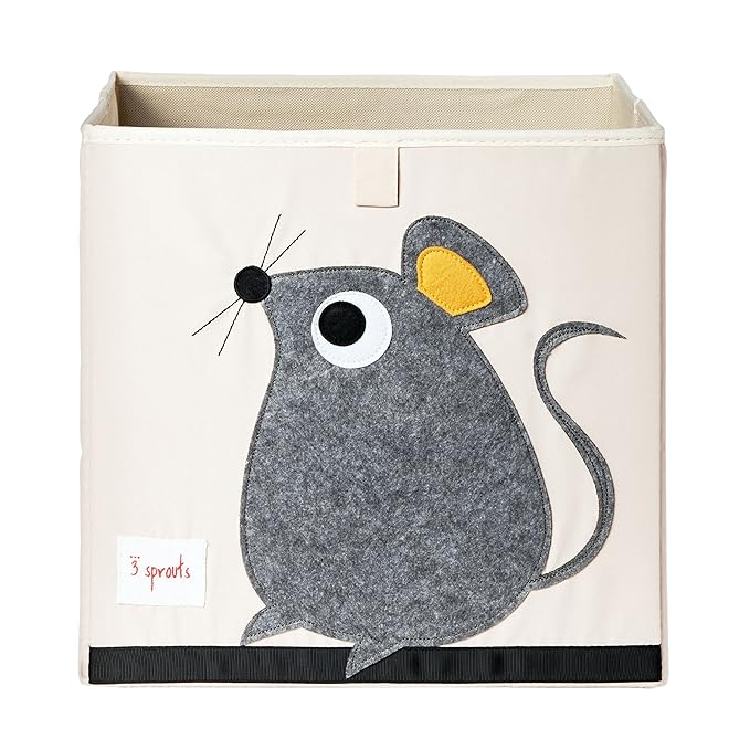 3 Sprouts Toy Storage Organizer: Toy Box Cube Organizer for Playroom, Nursery - Foldable Storage Bin - Mouse