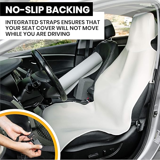 Gorla Gear Beige Premium Universal Fit Waterproof Stain Resistant Tan Khaki Car Seat Cover Neoprene Non-Slip Bucket Seat Dog Sweat Proof Protector Save Your Leather Cloth Seats Van Truck SUV Sedan