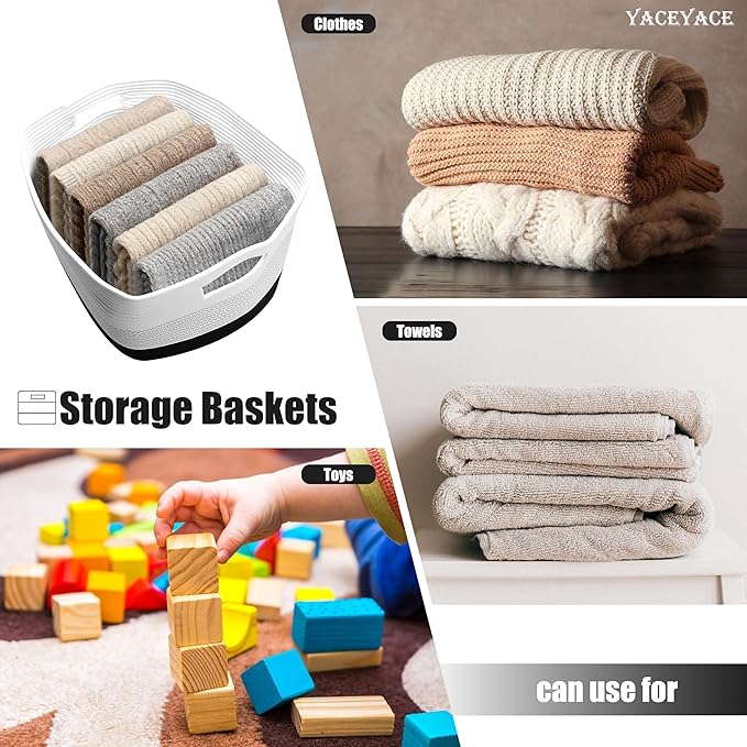 Large Storage Basket for Living Room, Woven Storage Bin with Handle, Big Basket for Bedroom, Nursery, Toy Storage, Organation, 22"x17"x12"