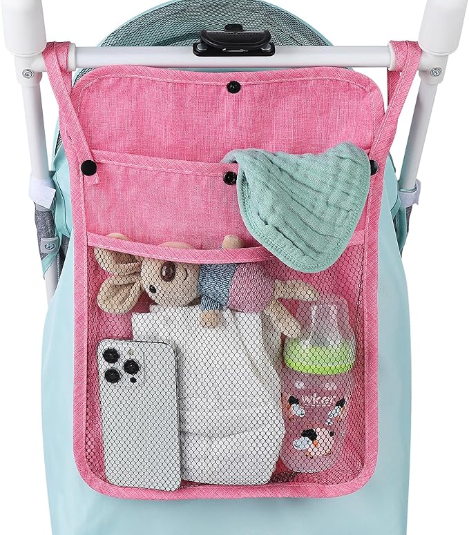 Accmor Universal Stroller Organizer, Mesh Bag Fits for Uppababy, Nuna, Britax, Doona Strollers, Non-Slip Adjustable Stroller Mesh Cargo Net Storage Caddy Accessories