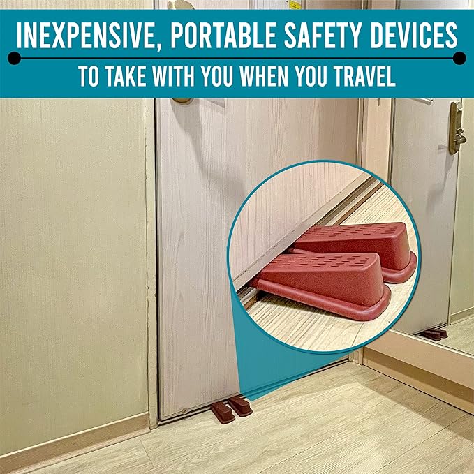 Door Wedge Stopper - Pack of 4 (Maroon) - Classic Rubber Door Stop