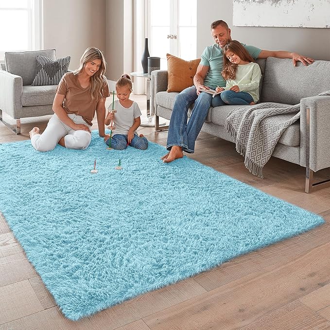 Ophanie Area Rugs for Bedroom Living Room,Color Light Blue,Size 5' x 8',Shape Rectangular