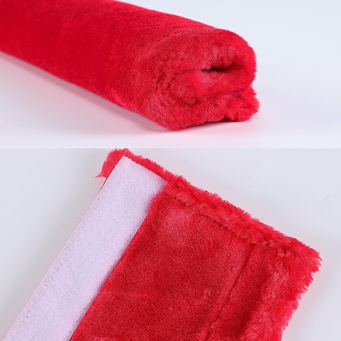 Amooca Soft Faux Fur Universal Fit Seatbelt Cover Car Truck SUV Airplane Seat Belt Shoulder Pad for Carmera Backpack Straps Neck Cushion Protector Extra Long 15.7in Red