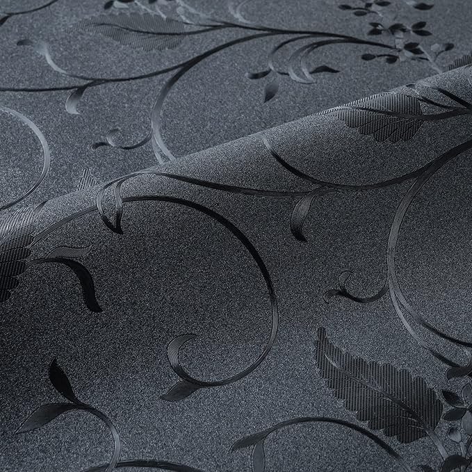 Niviy Privacy Window Film Frosted Window Glass Film No Glue Door Window Covering for Office and Home Decoration,Black 29.5 inches by 118inches