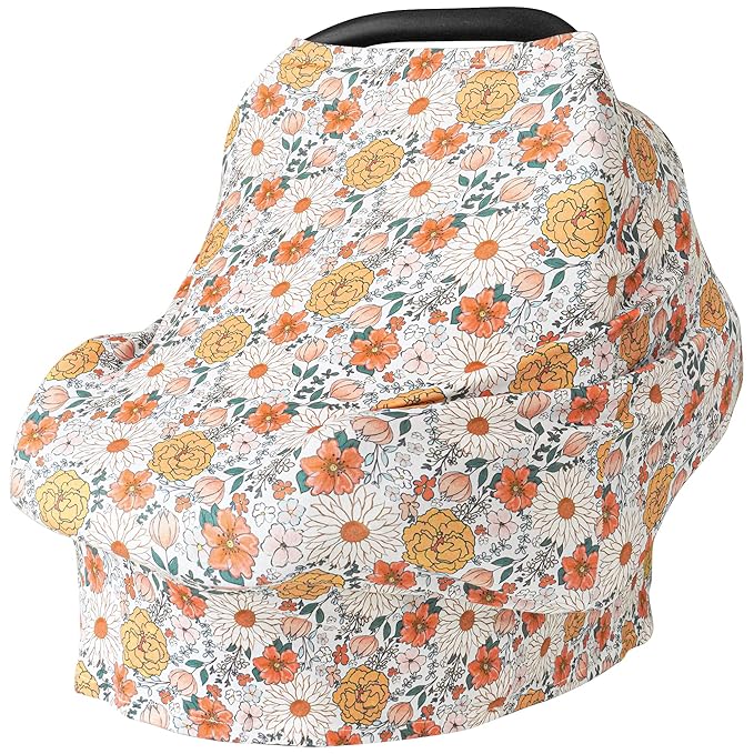 Konssy Baby Car Seat Covers- Multi-use Carseat Canopy for Babies, Stretchy Infant Carseat Cover Boy, Shower Gifts for Unisex Boys and Girls