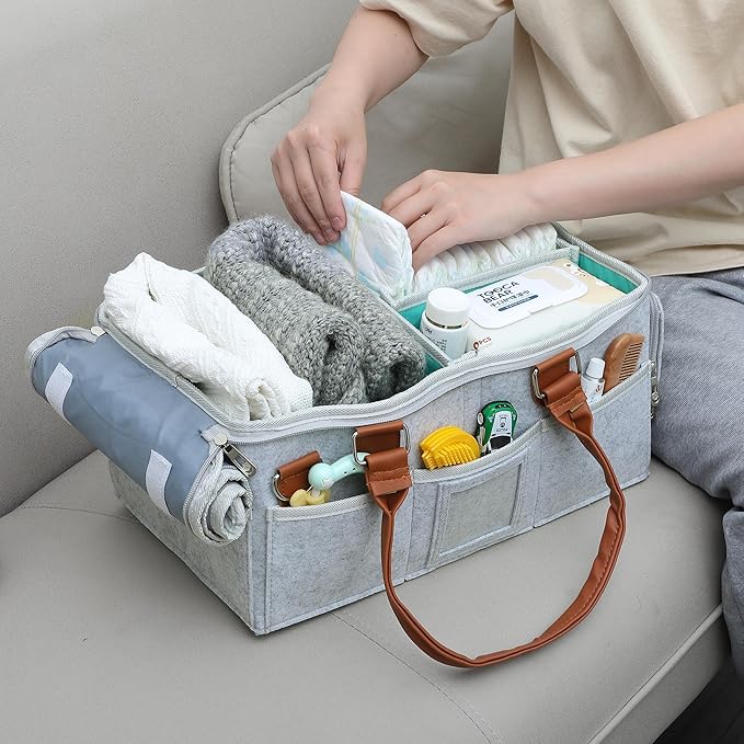 Mr. Pen- Baby Diaper Caddy Organizer with Lid, Baby Organizer, Diaper Caddy with Lid
