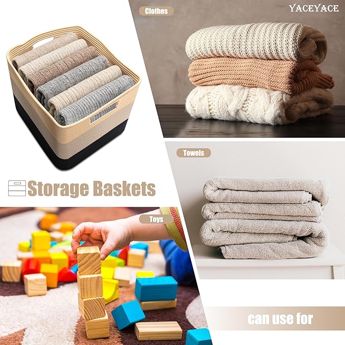 Large Toy Basket, Nursery Blanket Storage with Handle for Living Room, Toy Storage, Woven Storage Bin for Organizin, Decorative, 22"x17"x12"