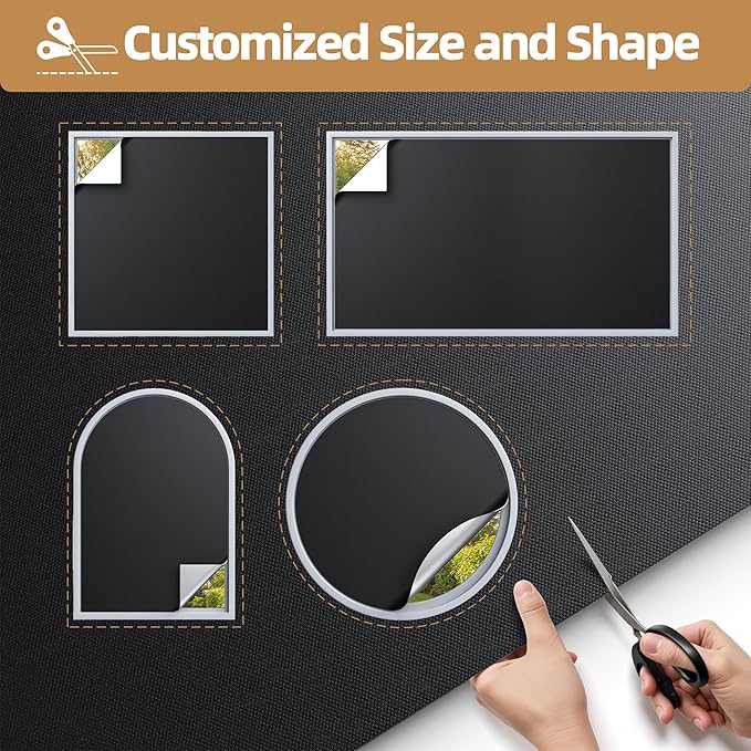 Magnetic Blackout Window Cover 102" x 58" Portable Blackout Curtains for Bedroom, Temporary Black Out Shades Window Privacy Film No Drill Black Out Blinds for Media Room Travel Skylight - Blacks