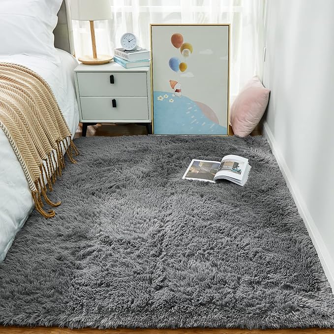 Ophanie Area Rugs for Bedroom Living Room,Color 1- Grey,Size 4' x 6',Shape Rectangular
