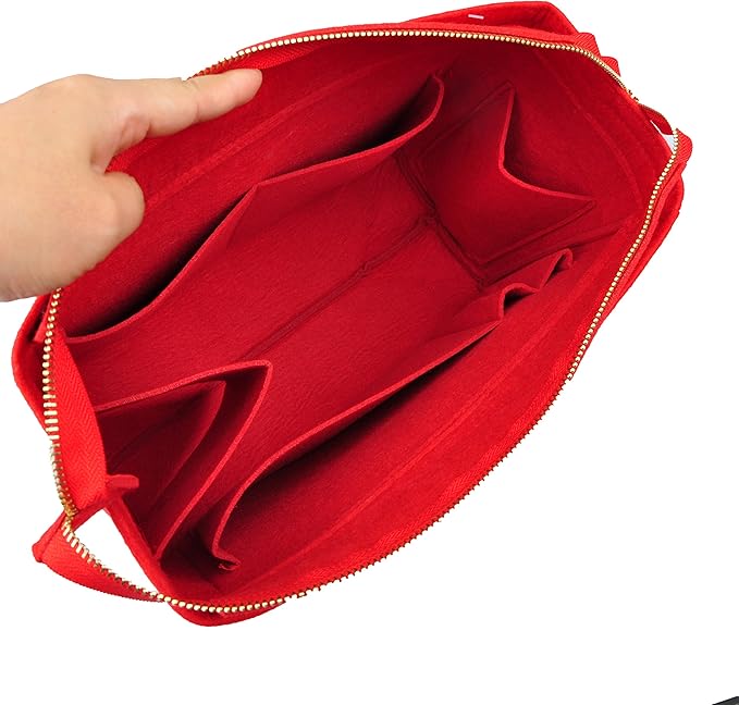 Vercord Felt Zipper Handbag Tote Purse Duffel Backpack Organizer Insert Red Large