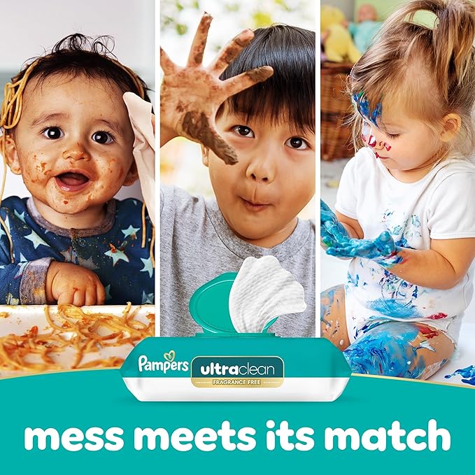 Pampers Ultraclean Baby Wipes (Previously 'Free & Gentle'), 99% Water, Hypoallergenic, Unscented, 100% Plant Based, Plastic-Free, 624 Wipes Total (8X Flip-Top Packs)