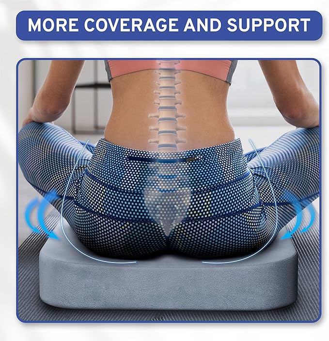 ComfySure Seat Cushion Extra Large - Firm Memory Foam Chair Pad for Recliner, Wheelchair, Office Chair, Stadium, Bleacher, Car, Floor, Patio Furniture, Bariatric Overweight Users 19”x17”x3”