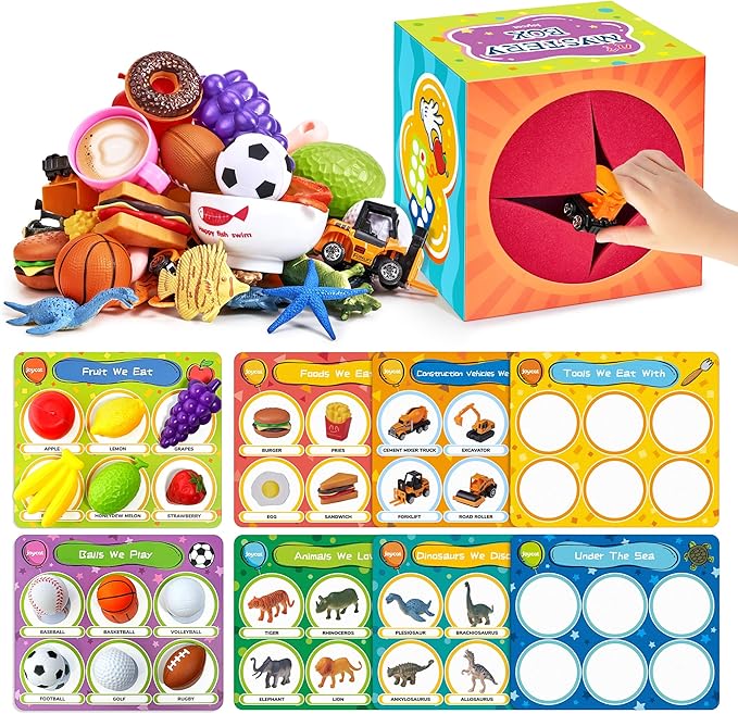 JoyCat Sorting Toys for Toddlers – Sensory Play Box with 48 Sorting Objects, Montessori Preschool Learning Toy to Support Early Cognitive & Speech Development for Ages 2–5