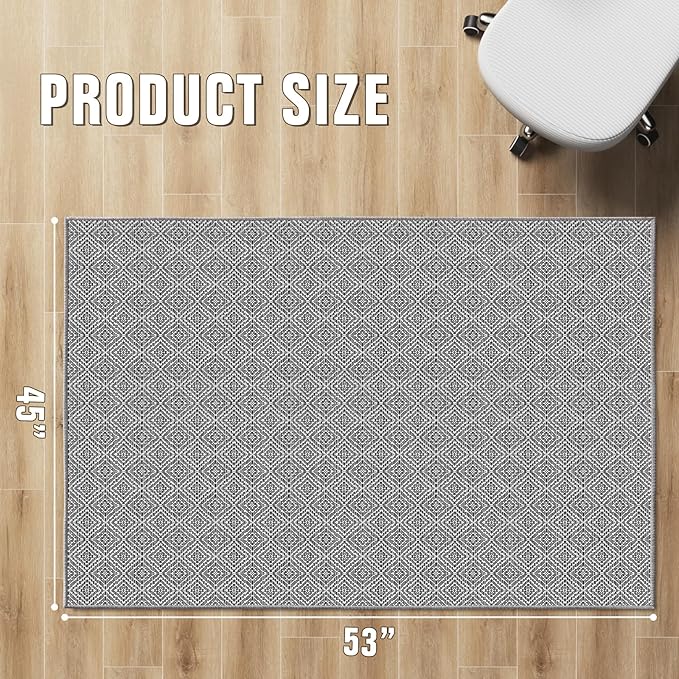 KMAT Office Chair Mat, 45x53in Heavy Duty Hardwood/Tile Floor Protector, Floor Mat Computer Desk Mat for Rolling Chairs, Work, Study, Office, Grey