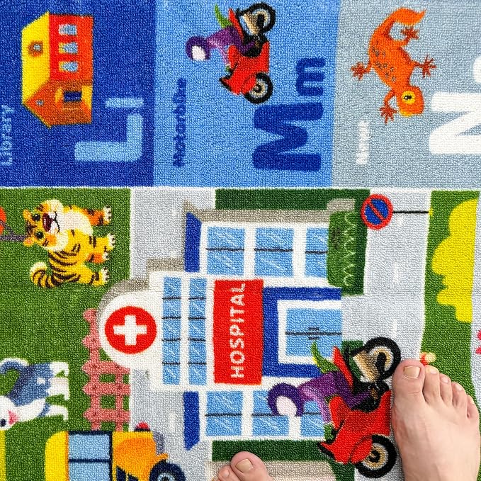 QUOKKA Small Classroom Boys Rug for Kids - 60x41 ABC Rugs for Playroom - Bedroom Alphabet Learning Area Rug - Boy Toddler Rugs - Boys and Girls - Kids Room Carpet