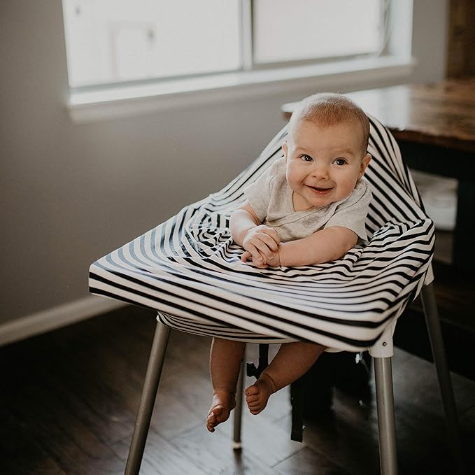 Parker Baby 4 in 1 Car Seat Cover for Girls and Boys - Stretchy Carseat Canopy, Nursing Cover, Grocery Cart Cover, High Chair Cover - “Pine”