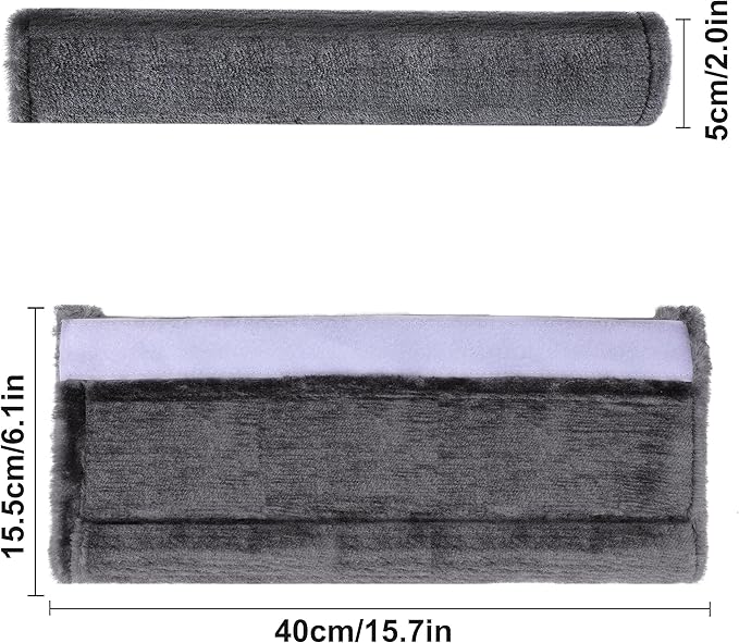 Amooca Soft Faux Fur Universal Fit Seatbelt Cover Car Truck SUV Airplane Seat Belt Shoulder Pad for Carmera Backpack Straps Neck Cushion Protector Extra Long 15.7in Dark Gray