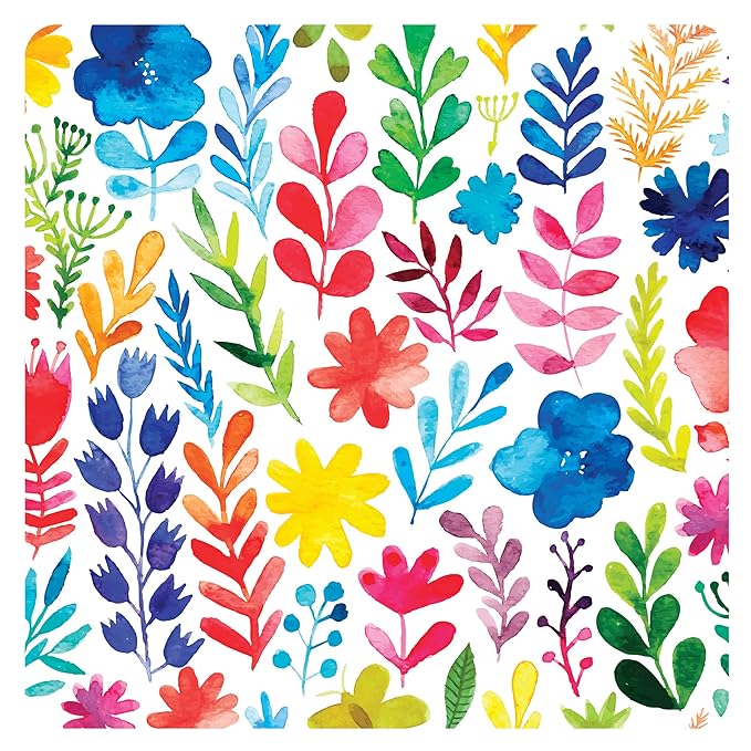 BapronBaby Rainbow Watercolor Floral Splash Mat - Waterproof Catch-All for Under High Chairs, Floors, Tables, Playtime or Arts & Crafts - Machine Washable - 45" x 45”