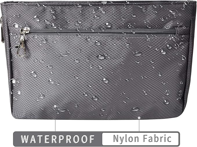 Vercord Expandable Nylon Handbag Purse Organizer Insert Liner Shaper Bag in Bag Dark Grey Medium