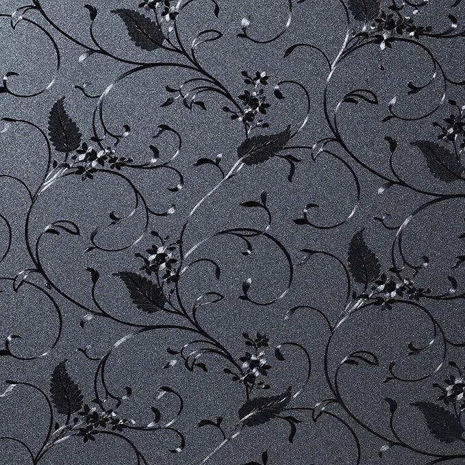 Niviy Static Cling Total Blackout Non-Adhesive Window Film Black Out Windows Covers Bathroom Door Glass Decoration Window Film Privacy Covering (Black, 41.2"x 78.7")