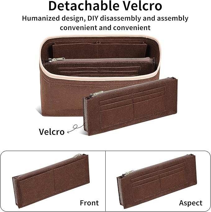 Purse Organizer Insert for Handbags, Fit Speedy 30 Neverfull Felt Tote Insert with Base Shaper Zipper Bag in Bag