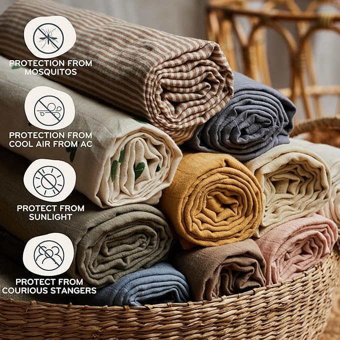 Car Seat Cover Baby - Organic Muslin Cotton - Carseat Canopy - 43" x 32" (Tradewinds)