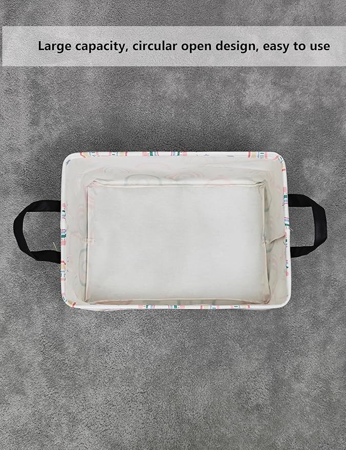 QUEENLALA Rectangular Laundry Hamper/Foldable Nursery Laundry Basket for Organizing/Storage Bin Baskets/Children Toy Office Bedroom/Toy Bin Closet Shelf Baskets（Rec-Rainbow）