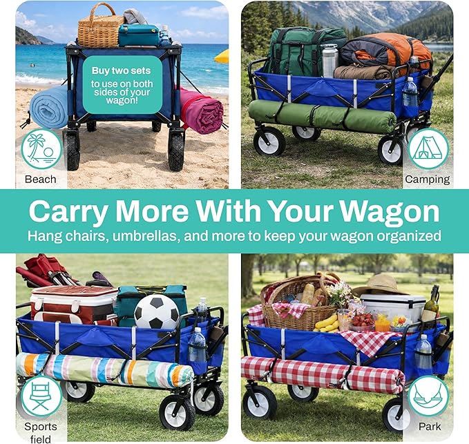Extra Large Wagon Hooks for Camp Chairs and Umbrellas – Heavy Duty Wagon Accessories for Beach Trips, Camping, Sports Events, Travel, and Stroller Wagons