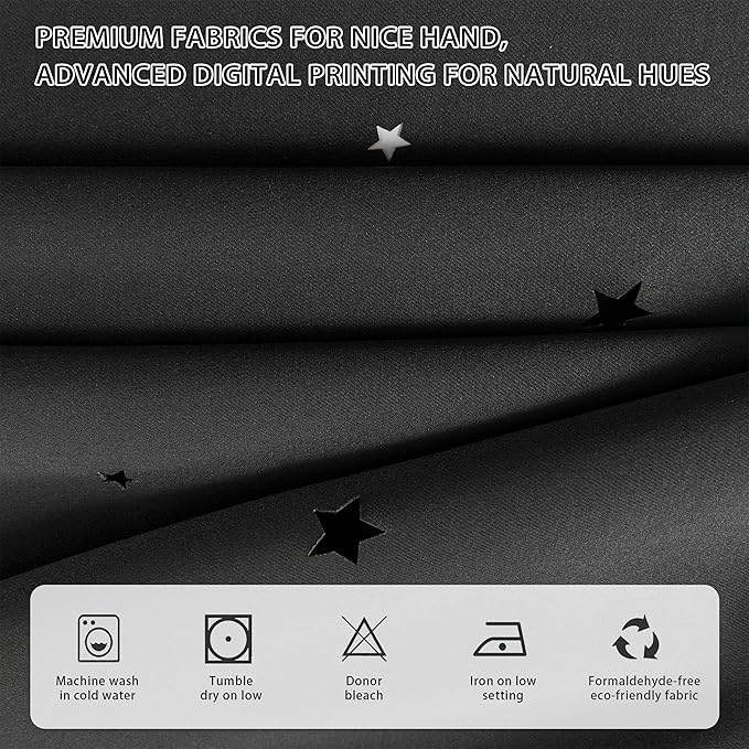 XiDi Black Out Curtains for Girls Bedroom Decor, Ideal for Kids Room with Unicorn Theme, Blackout Curtains for Bedroom Living Room 72 inchs 2 Panel Black
