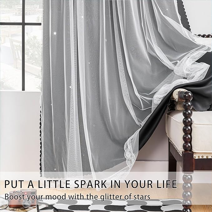 XiDi Blackout Drapes for Bedroom Windows, Unicorn Curtains for Kids Room, 72 in Long x 34 in Wide, 1 Panel Black