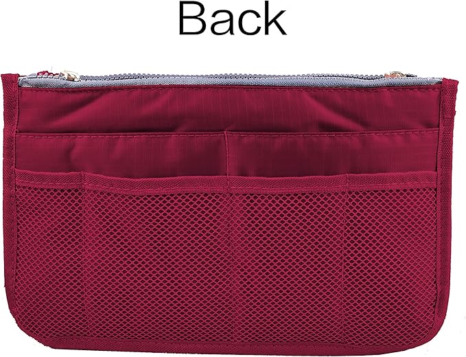 Vercord Updated Purse Handbag Organizer Insert Liner Bag in Bag 13 Pockets Burgundy Medium