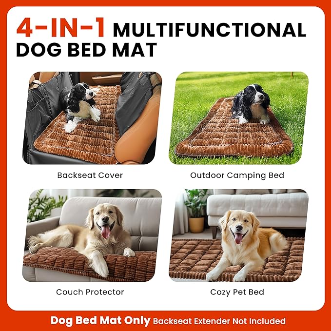 Backseat Dog Bed Mat for Car, Non-Slip Dog Bed for Car Back Seat, Soft & Cozy Dogs Blanket, Washable Travel Pet Mat Seat Protector for Cars, SUVs, Trucks