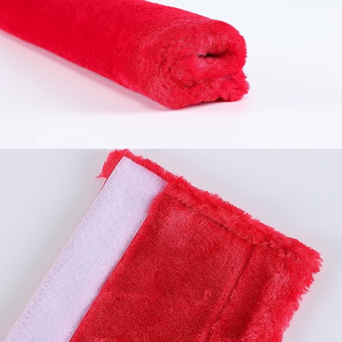 Amooca Soft Faux Fur Universal Fit Seatbelt Cover Car Truck SUV Airplane Seat Belt Shoulder Pad for Carmera Backpack Straps Neck Cushion Protector Extra Long 19.7in Red