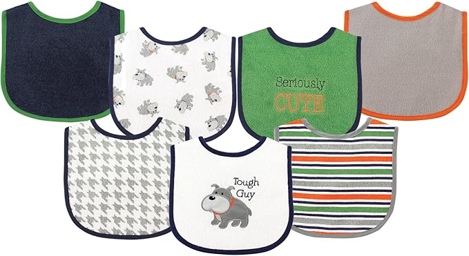 Luvable Friends Baby Cotton Terry Drooler Bibs with PEVA Back, Transportation, One Size
