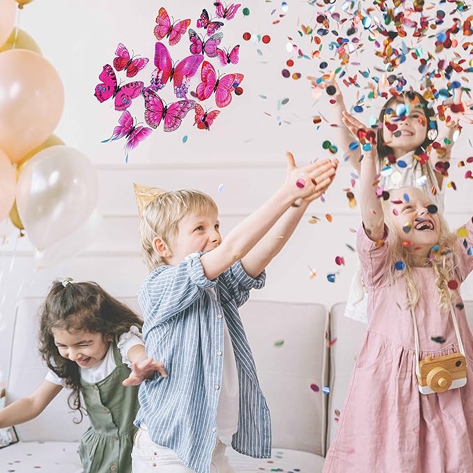 OPSEAM Butterfly Wall Decor 24/48 PCS, 3D Butterflies Stickers for Party Decorations with Magnets (Purple&red, 48)