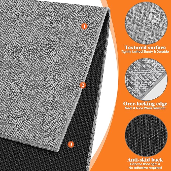 KMAT Office Chair Mat, 47x47in Heavy Duty Hardwood/Tile Floor Protector, Floor Mat Computer Desk Mat for Rolling Chairs, Work, Study, Office, Grey