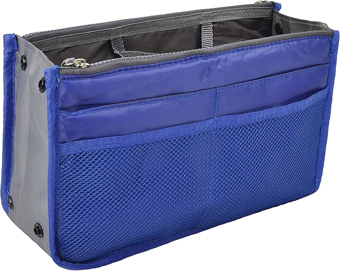 Vercord Purse Organizer Insert for Handbags Bag Organizers Inside Tote Pocketbook Women Nurse Nylon 13 Pockets Royal Blue Medium