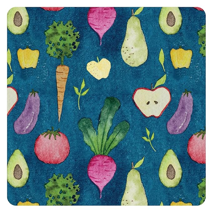 BapronBaby Organic Produce Splash Mat - Waterproof Catch-All for Under High Chairs, Floors, Tables, Playtime or Arts & Crafts - Machine Washable - 45" x 45”