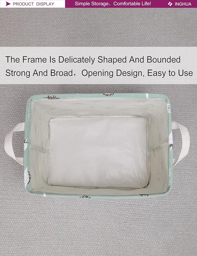 INGHUA Rectangular Storage Basket Fabric Organizer Bin for Toys,Books,Clothes,Gifts,Pets-Perfect for Home,Office,Nursery,Dorm,Shelf(Rec dinosaur)