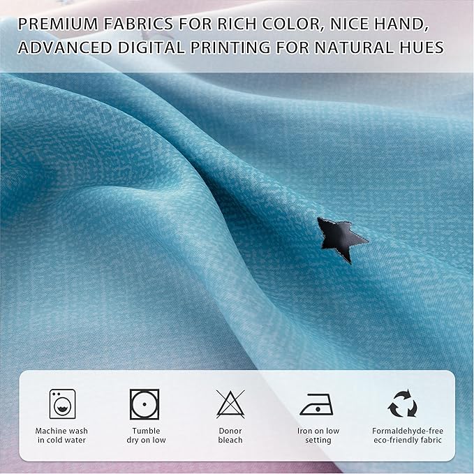 XiDi Pink & Purple Curtains, Unicorn Wall Decals for Kids & Toddler Rooms, 108 Inches Long, 52 Inches Wide