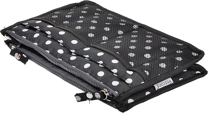 Vercord Updated Purse Handbag Organizer Insert Liner Bag in Bag 13 Pockets Black Dot Medium