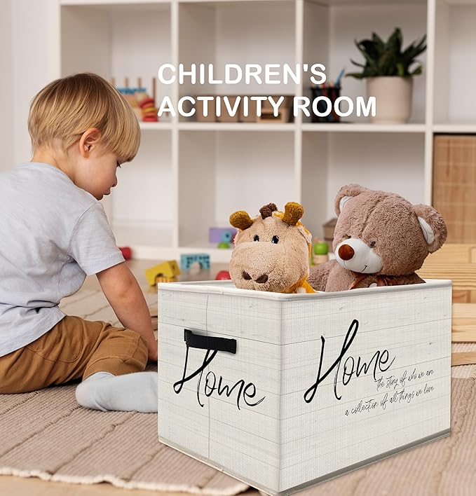 FDHSPAAM Inspirational Home Storage Bins Box with Handles, Home Decor Gifts for Housewarming, Family Gifts Collapsible Fabric Storage Basket Box Organizer for Bedroom Bathroom Clothes Toys Books