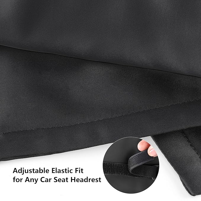 Silky Head Carseat Cover for Babies Silk Feeling Satin Head Cover for Baby Car Seat Canopy Headrest Protector for Boys Girls Infant Sleeping Hair Protection Black 2pcs