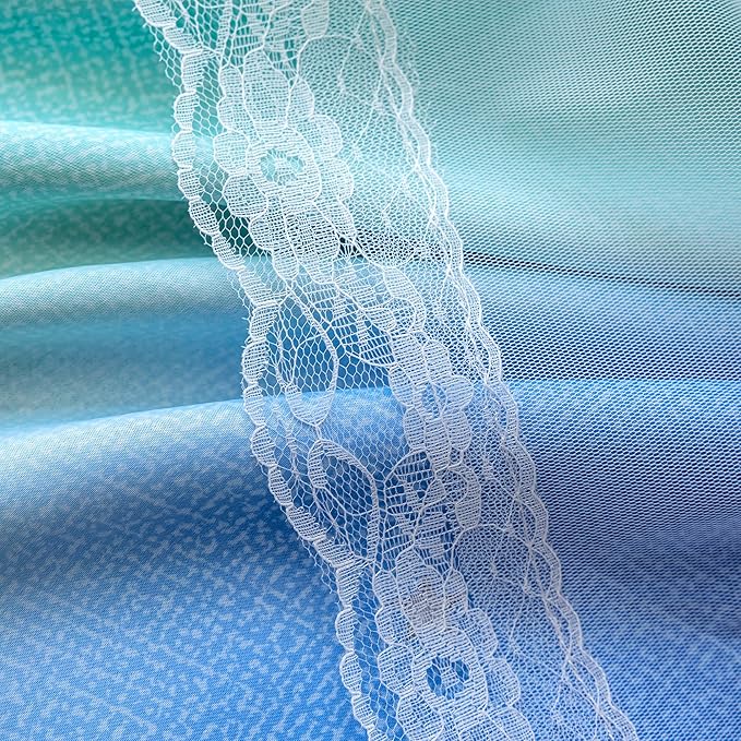 XiDi 100% Blackout Curtains for Girls Bedroom Living Room 96 Inch Length 2 Panels Kids Rainbow Blue Green Grey Mix & Match Double Layer Curtains with Sheer Overlay Grommet Window Drapes 52W x 96L