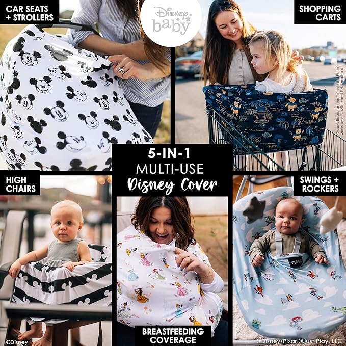 Milk Snob Original Disney 5-in-1 Cover Mickey Mouse Sketch, Privacy for Breastfeeding, Baby Car Seat, Carrier, Stroller, High Chair, Shopping Cart, Lounger Canopy - Newborn Essentials, Nursing Top