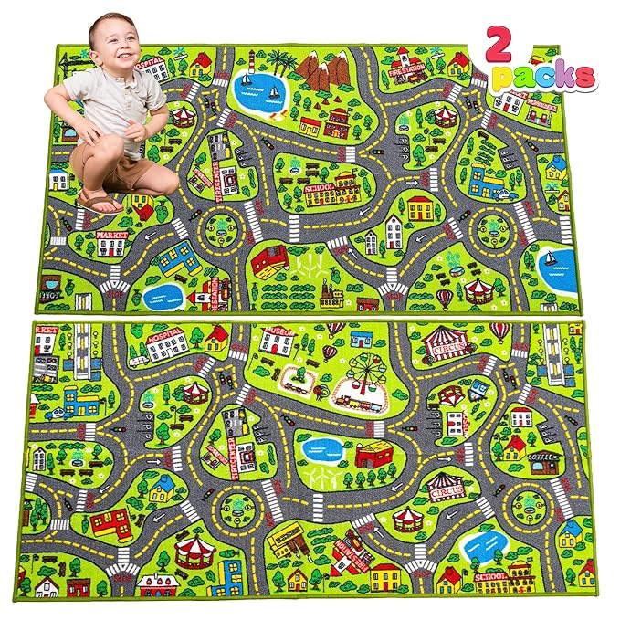 JOYIN Kids Play Rugs, Playmat City Life Carpet, Durable Carpet Playmat Rug, City Pretending Play, Toddler Rug