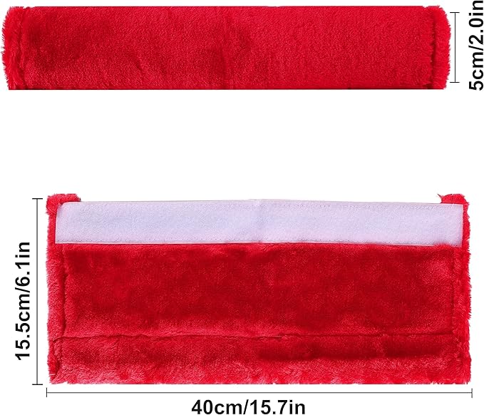 Amooca Soft Faux Fur Universal Fit Seatbelt Cover Car Truck SUV Airplane Seat Belt Shoulder Pad for Carmera Backpack Straps Neck Cushion Protector Extra Long 15.7in Red