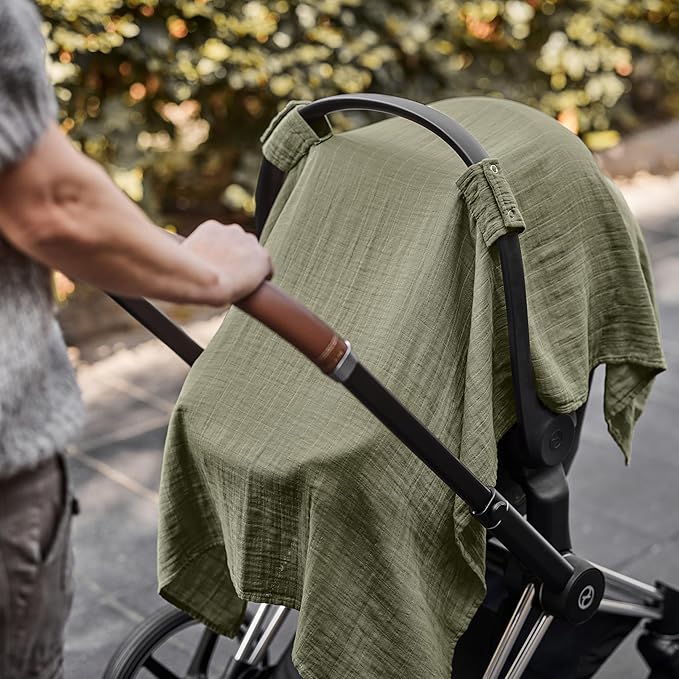 Car Seat Cover Baby - Organic Muslin Cotton - Carseat Canopy - 43" x 32" - Sage Green